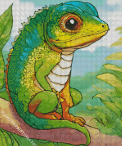 Cute Green Lizard Diamond Painting