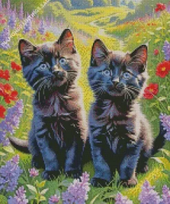 Dark Blue Eyed Black Cats Diamond Painting