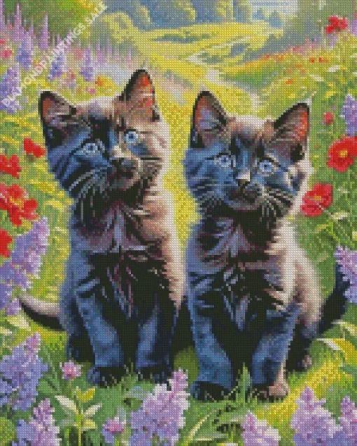 Dark Blue Eyed Black Cats Diamond Painting