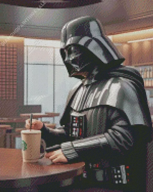 Darth Vader Drinking Coffee Diamond Painting
