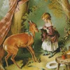 Deer And Girl Diamond Painting