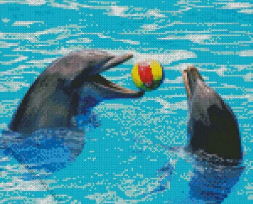 Dolphin Playing With Ball Diamond Painting