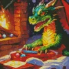 Dragon And Fireplace Romantic Diamond Painting