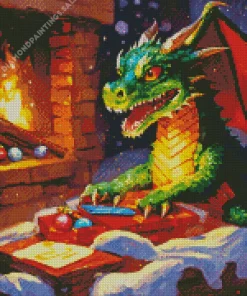 Dragon And Fireplace Romantic Diamond Painting