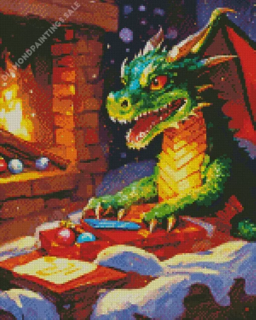 Dragon And Fireplace Romantic Diamond Painting