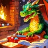 Dragon And Fireplace Romantic Diamond Painting