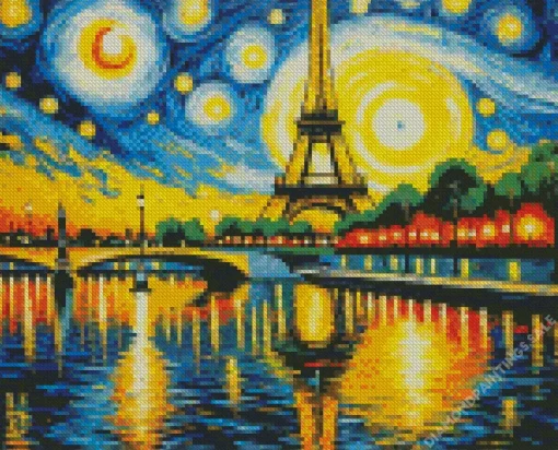 Eiffel Tower Starry Night Diamond Painting