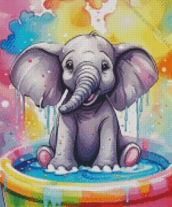 Elephant Cartoon Art Diamond Painting