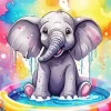 Elephant Cartoon Art Diamond Painting