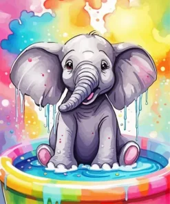 Elephant Cartoon Art Diamond Painting