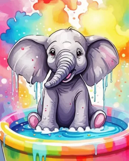 Elephant Cartoon Art Diamond Painting
