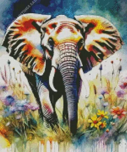 Elephant Water Color Art Diamond Painting