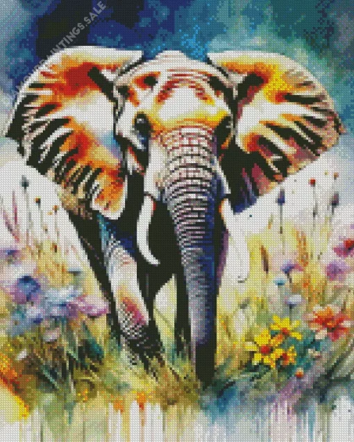 Elephant Water Color Art Diamond Painting
