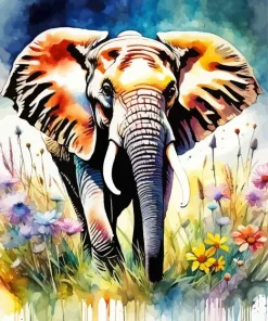Elephant Water Color Art Diamond Painting