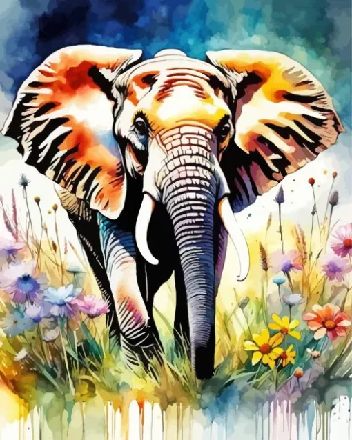Elephant Water Color Art Diamond Painting