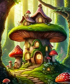 Fairy Mushroom House Art Diamond Painting
