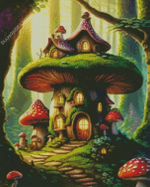 Fairy Mushroom House Art Diamond Painting