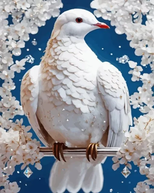 Fancy White Pigeon Diamond Painting