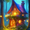 Fantasy Forest Cabin Art Diamond Painting