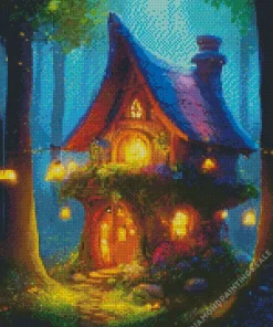 Fantasy Forest Cabin Art Diamond Painting