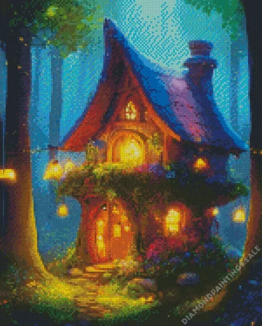 Fantasy Forest Cabin Art Diamond Painting