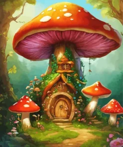 Fantasy Mushroom House Diamond Painting