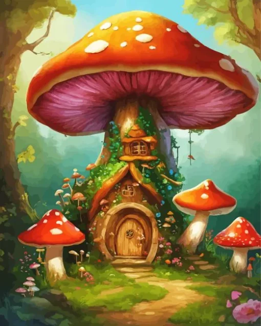 Fantasy Mushroom House Diamond Painting