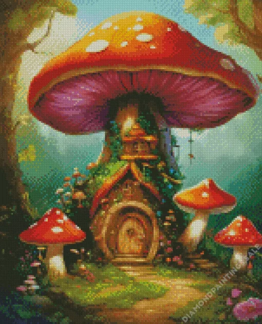 Fantasy Mushroom House Diamond Painting