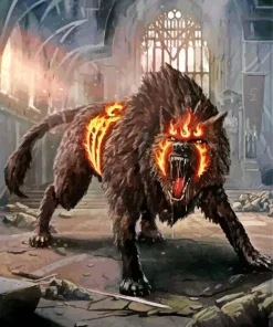 Fire Growling Wolf Diamond Painting