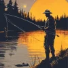 Fishing Silhouette Diamond Painting