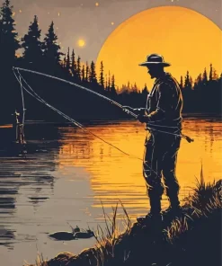 Fishing Silhouette Diamond Painting