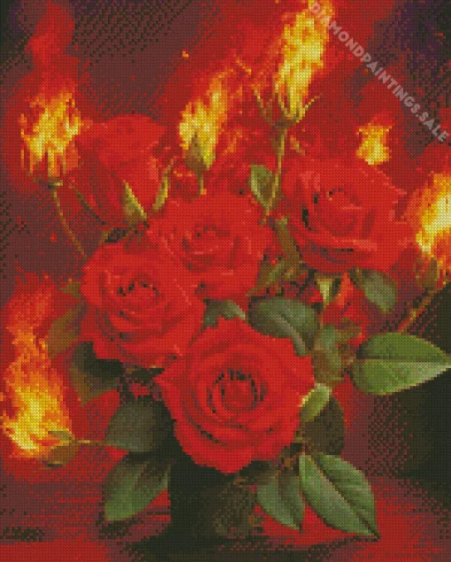 Flame Roses Diamond Painting