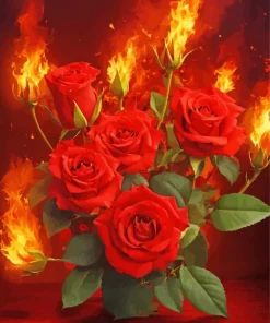 Flame Roses Diamond Painting