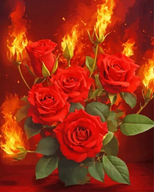 Flame Roses Diamond Painting