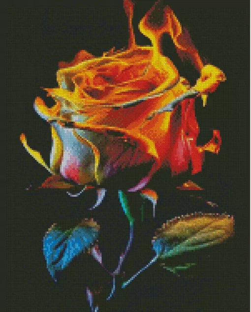Flaming Rose Diamond Painting