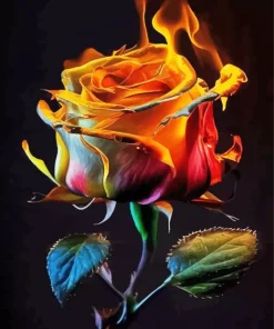 Flaming Rose Diamond Painting