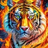 Flaming Tiger Art Diamond Painting