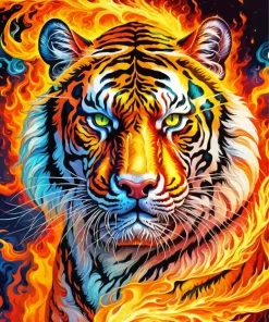 Flaming Tiger Art Diamond Painting