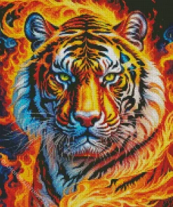 Flaming Tiger Art Diamond Painting