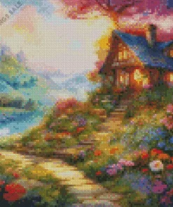 Floral Fantasy Cabin Diamond Painting