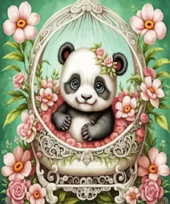 Flower Panda Art Diamond Painting