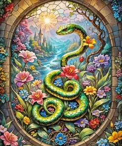 Flower Snake Diamond Painting