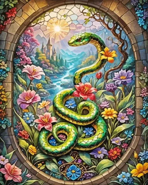 Flower Snake Diamond Painting
