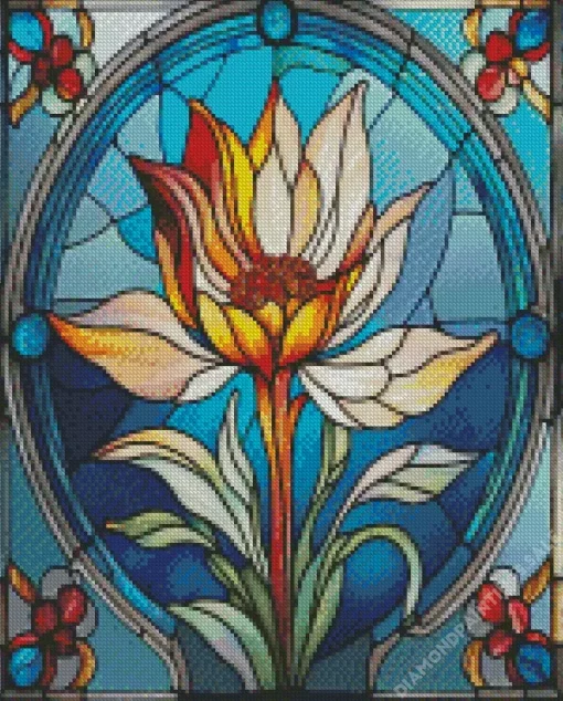 Flower Stained Glass Diamond Painting