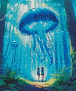 Forest Blue Jellyfish Diamond Painting
