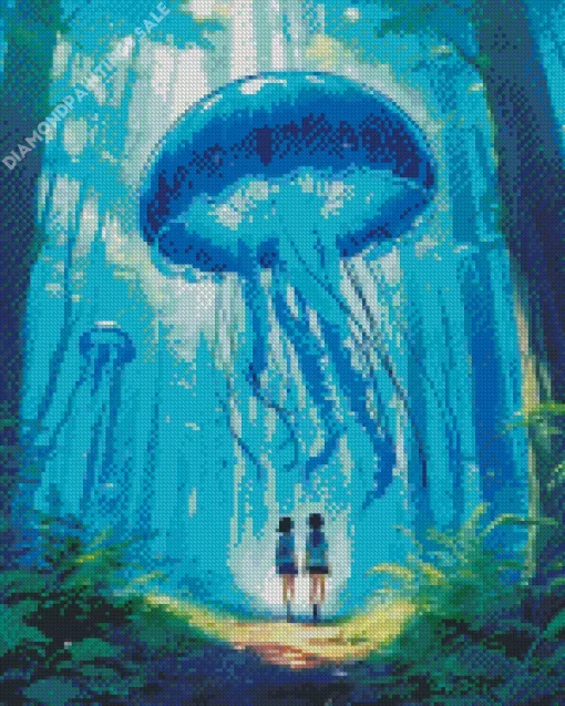Forest Blue Jellyfish Diamond Painting