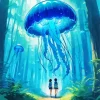 Forest Blue Jellyfish Diamond Painting