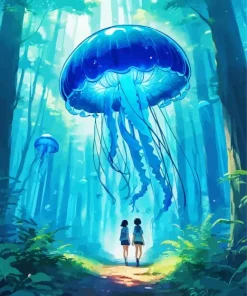 Forest Blue Jellyfish Diamond Painting