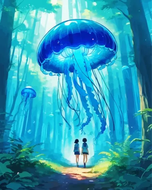 Forest Blue Jellyfish Diamond Painting
