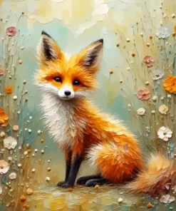 Fox And Flowers Art Diamond Painting